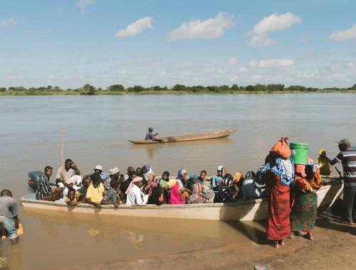 Local People Crossing the Rufiji River