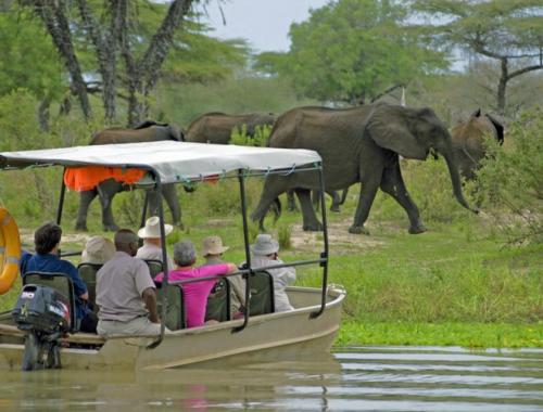 Boat safari at Selous game Reserve 